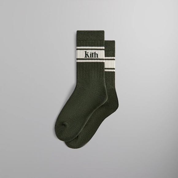 Kith Other - KITH SERIF JACQUARD STRIPED CREW SOCKS - ALGAE